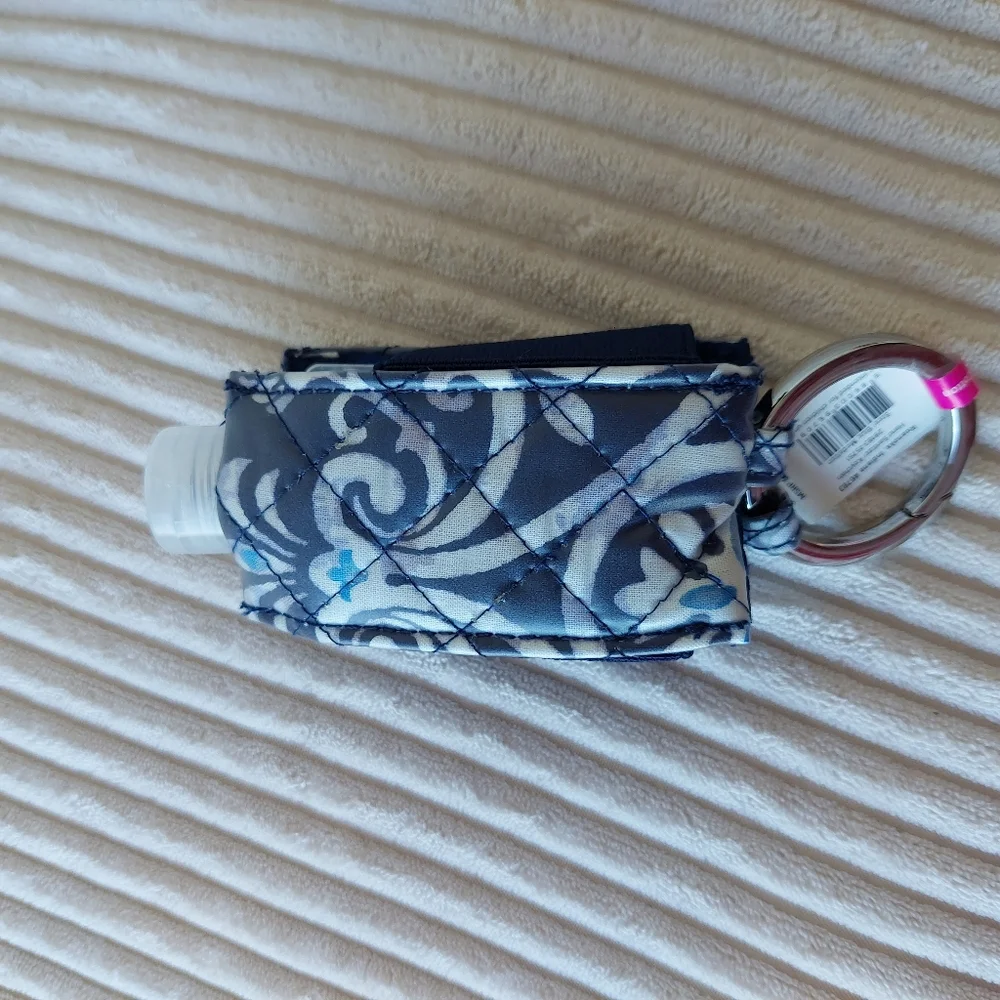 Navy Floral Hand Sanitizer Keychain Holder Vera Bradley Blue